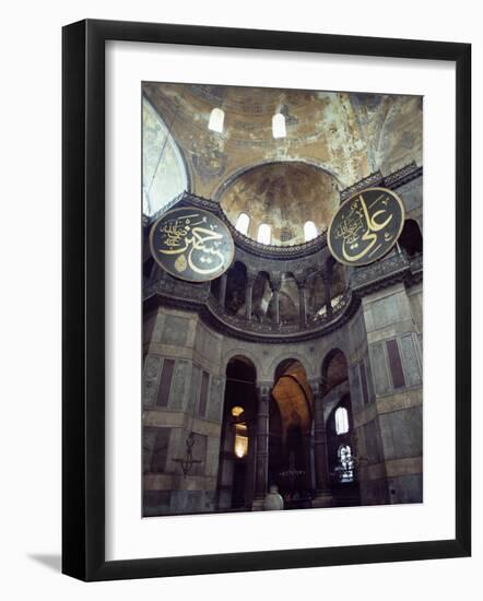 Interior of the Santa Sophia with Huge Medallions Inscribed with the Names of Allah, Istanbul-John Henry Claude Wilson-Framed Photographic Print