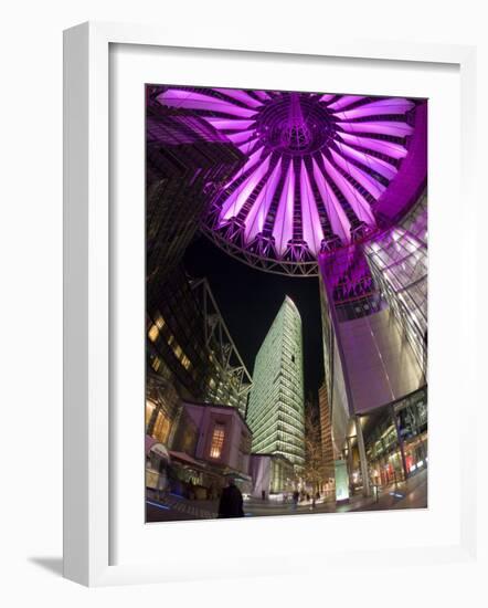 Interior of the Sony Center Illuminated at Night, Potsdamer Platz, Berlin, Germany, Europe-Gavin Hellier-Framed Photographic Print