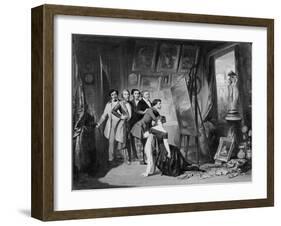 Interior of the Studio of Alfred Bruyas-Auguste Barthelemy Glaize-Framed Giclee Print