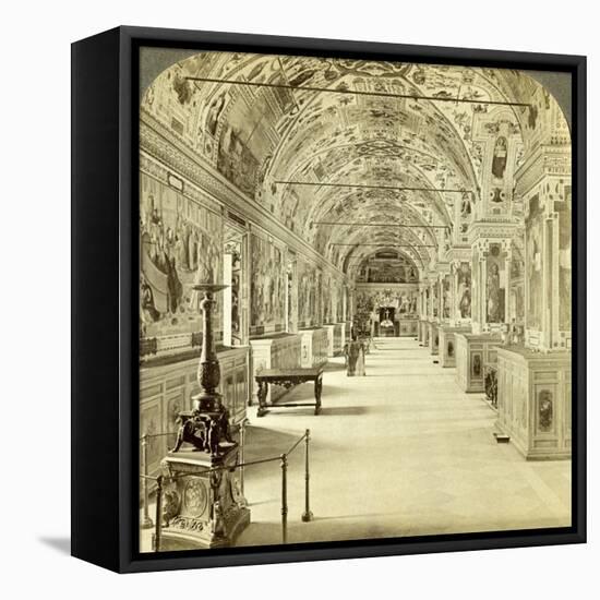Interior of the Vatican Library, Rome, Italy-Underwood & Underwood-Framed Stretched Canvas