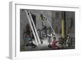 Interior of Weaver's Workshop, Vol.II, Description of Egypt, c.1822-Nicolas Jacques Conte-Framed Giclee Print