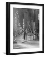 Interior of Westminster Abbey with Statues of Eminent Figures Buried There-Frederick Henry Evans-Framed Photographic Print