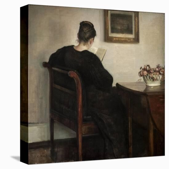 Interior, reading woman, 1886-Carl Holsoe-Stretched Canvas