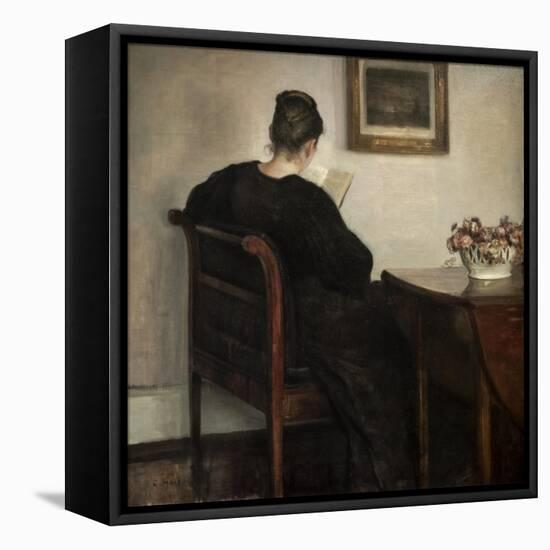 Interior, reading woman, 1886-Carl Holsoe-Framed Stretched Canvas