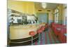 Interior, Retro Diner-null-Mounted Art Print