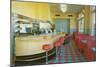 Interior, Retro Diner-null-Mounted Art Print