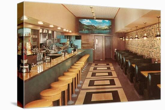 Interior, Retro Diner-null-Stretched Canvas