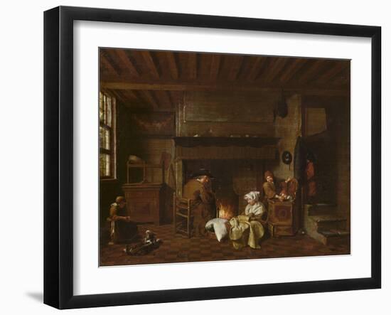 Interior Scene, next to the Chimney (Oil on Canvas)-Jan Josef the Elder Horemans-Framed Giclee Print