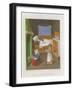 Interior Scene with a Man in Bed as a Two Women Prepare Food-null-Framed Giclee Print