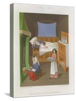 Interior Scene with a Man in Bed as a Two Women Prepare Food-null-Stretched Canvas