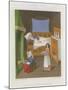 Interior Scene with a Man in Bed as a Two Women Prepare Food-null-Mounted Giclee Print