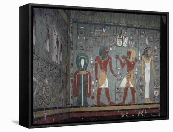 Interior, Tomb of Ramses I, Valley of the Kings, Thebes, Unesco World Heritage Site, Egypt-John Ross-Framed Stretched Canvas