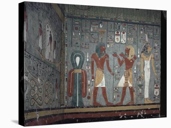 Interior, Tomb of Ramses I, Valley of the Kings, Thebes, Unesco World Heritage Site, Egypt-John Ross-Stretched Canvas