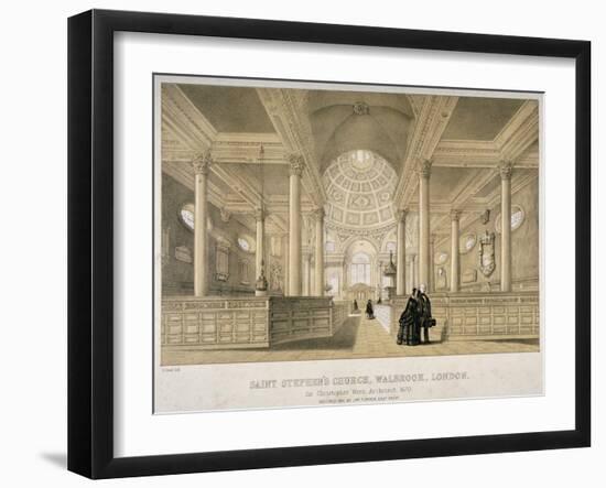 Interior View Looking East, Church of St Stephen Walbrook, City of London, 1851-J Graf-Framed Giclee Print