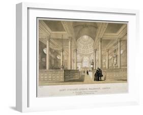 Interior View Looking East, Church of St Stephen Walbrook, City of London, 1851-J Graf-Framed Giclee Print