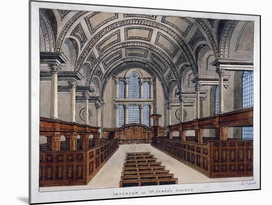 Interior View Looking East, St James's Church, Piccadilly, London, 1806-Frederick Nash-Mounted Giclee Print