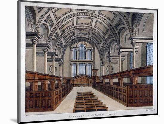 Interior View Looking East, St James's Church, Piccadilly, London, 1806-Frederick Nash-Mounted Giclee Print