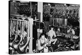 Interior View of a Brass Instrument Factory, Tubas and Trombone-Lantern Press-Stretched Canvas