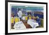 Interior View of a Santa Fe Train Dining Car-Lantern Press-Framed Premium Giclee Print