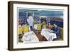 Interior View of a Santa Fe Train Dining Car-Lantern Press-Framed Art Print