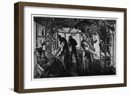 Interior View of a Zeppelin in the Course of a Bombing Raid on England-null-Framed Art Print