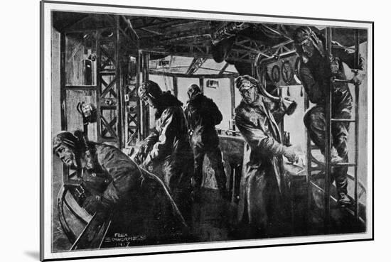 Interior View of a Zeppelin in the Course of a Bombing Raid on England-null-Mounted Art Print