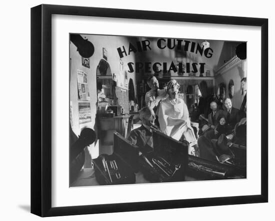 Interior View of Barber Shop-Bernard Hoffman-Framed Photographic Print