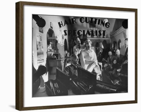 Interior View of Barber Shop-Bernard Hoffman-Framed Photographic Print