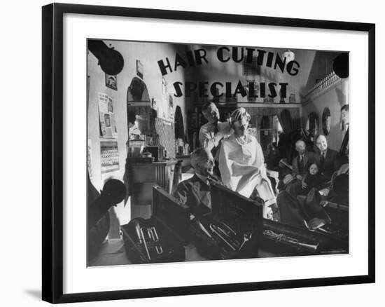 Interior View of Barber Shop-Bernard Hoffman-Framed Photographic Print