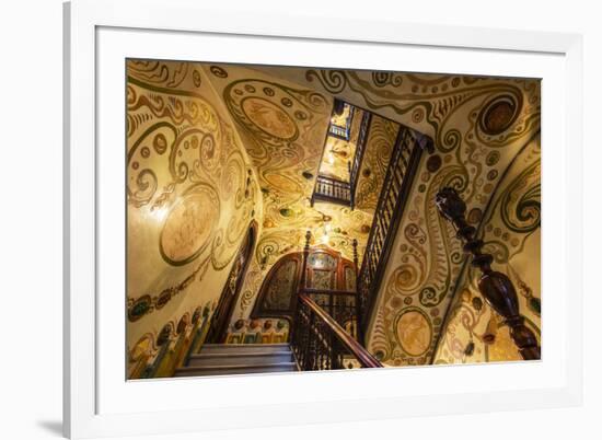 Interior View of Casa Comalat Modernist Building, Barcelona, Catalonia, Spain-Stefano Politi Markovina-Framed Photographic Print