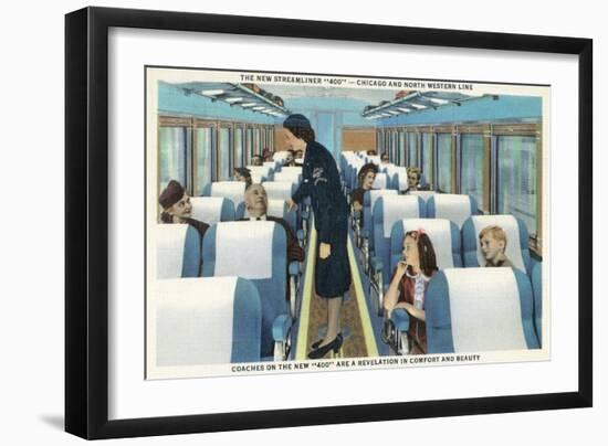 Interior View of Chicago and Northwestern Line Streamliner 400 Train-Lantern Press-Framed Art Print