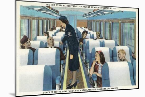 Interior View of Chicago and Northwestern Line Streamliner 400 Train-Lantern Press-Mounted Art Print