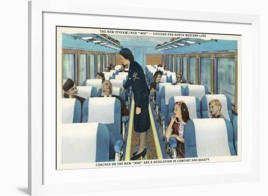 Interior View of Chicago and Northwestern Line Streamliner 400 Train-Lantern Press-Framed Premium Giclee Print