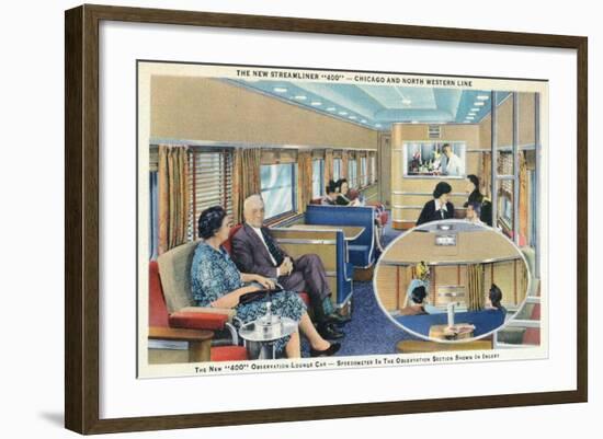 Interior View of Chicago and Northwestern Line Streamliner 400 Train-Lantern Press-Framed Art Print