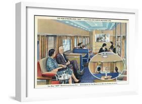 Interior View of Chicago and Northwestern Line Streamliner 400 Train-Lantern Press-Framed Art Print