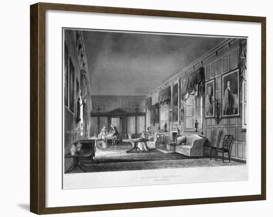 Interior View of Dr Fisher's Apartments, Charterhouse, Finsbury, London, 1816-Joseph Constantine Stadler-Framed Giclee Print