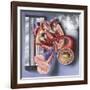 Interior View of Heart with Detail of Muscle Cells and Atherosclerotic Artery-null-Framed Art Print