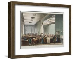 Interior View of Lloyds Subscription Room in the Royal Exchange, City of London, 1809-Thomas Rowlandson-Framed Giclee Print