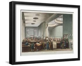 Interior View of Lloyds Subscription Room in the Royal Exchange, City of London, 1809-Thomas Rowlandson-Framed Giclee Print