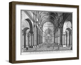 Interior View of St Paul's Cathedral, Looking East Along the Nave, City of London, 1720-null-Framed Giclee Print