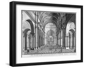 Interior View of St Paul's Cathedral, Looking East Along the Nave, City of London, 1720-null-Framed Giclee Print