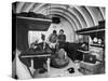 Interior View of Steel Underground Radiation Fallout Shelter Where Couple Relaxes with 3 Children-Walter Sanders-Stretched Canvas