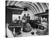 Interior View of Steel Underground Radiation Fallout Shelter Where Couple Relaxes with 3 Children-Walter Sanders-Stretched Canvas