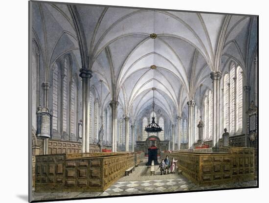 Interior View of Temple Church, London, 1811-George Shepherd-Mounted Giclee Print