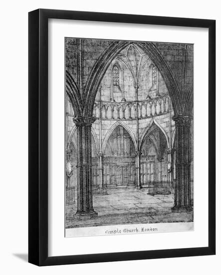 Interior View of Temple Church, Looking Towards the Organ, City of London, 1820-null-Framed Giclee Print