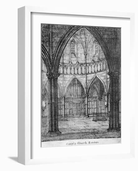 Interior View of Temple Church, Looking Towards the Organ, City of London, 1820-null-Framed Giclee Print