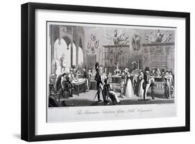 Interior View of the Automaton Exhibition in the Gothic Hall, Haymarket, London, 1826-Theodore Lane-Framed Premium Giclee Print