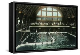 Interior View of the Bathing Pavilion - Santa Cruz, CA-Lantern Press-Framed Stretched Canvas