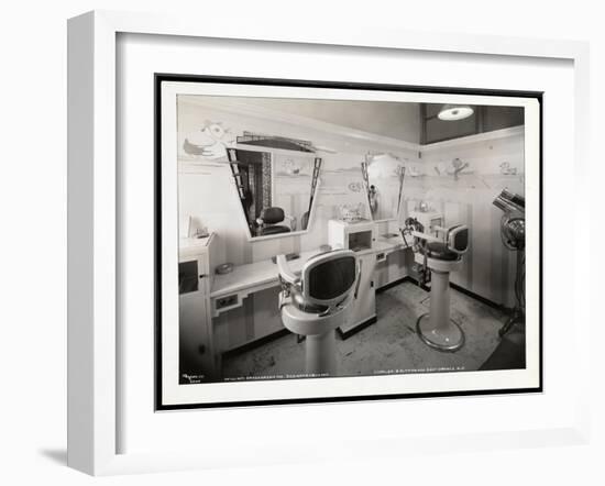 Interior View of the Children's Haircutting Room at Charles of the Ritz Beauty Salon at B. Altman…-Byron Company-Framed Giclee Print