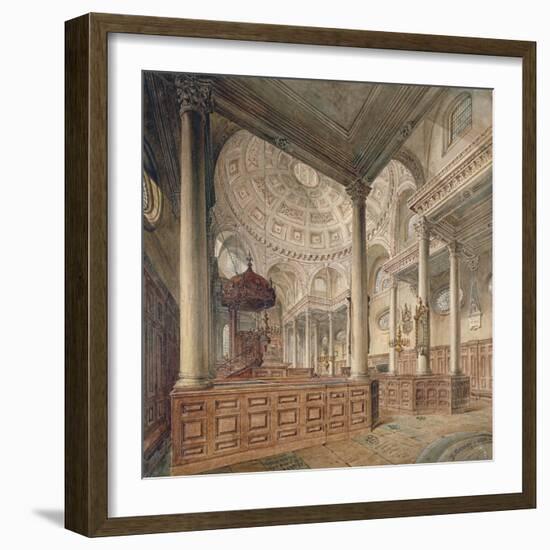 Interior View of the Church of St Stephen Walbrook, City of London, 1811-John Coney-Framed Giclee Print